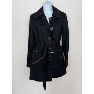 DKNY Jeans 2-in-1 Black Convertible Belted Trench Coat